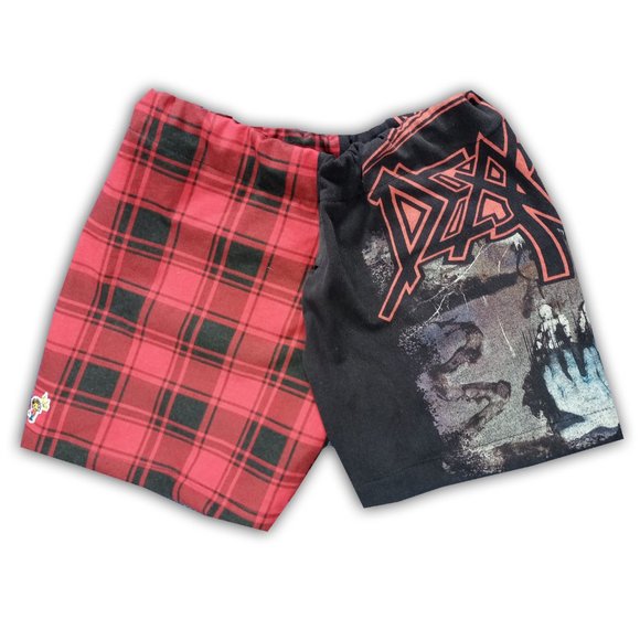 Vintage Other - Reworked Custom "Death" Plaid Tartan 1990s Band Shorts
